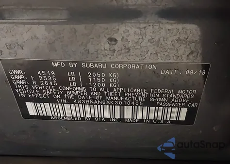 2019 Subaru Legacy 2.5I Limited z USA, uszkodzony, nr VIN 4S3BNAN6XK3010405